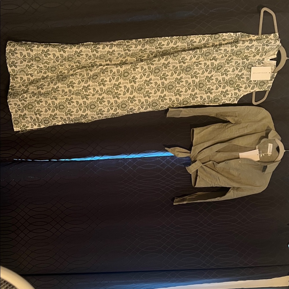 Source Unknown Floral Maxi Dress with Gray Jacket